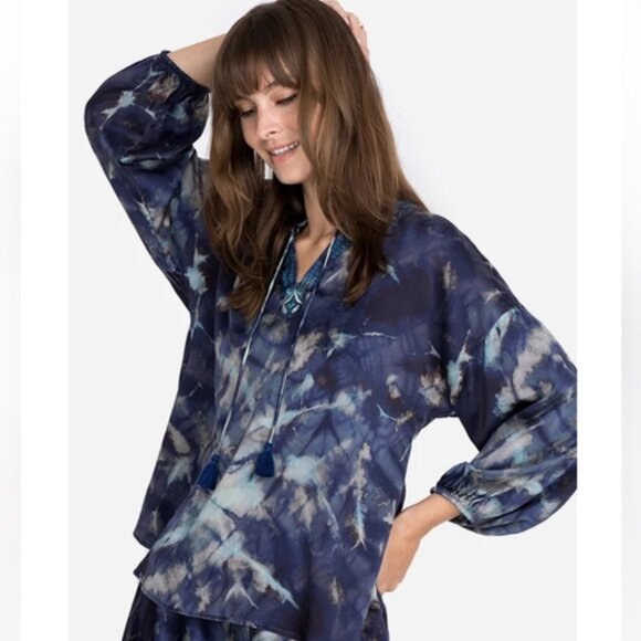 Johnny Was Shades of blue, light grays and pale green Tie-Dye Blouse Size M - Picture 1 of 5